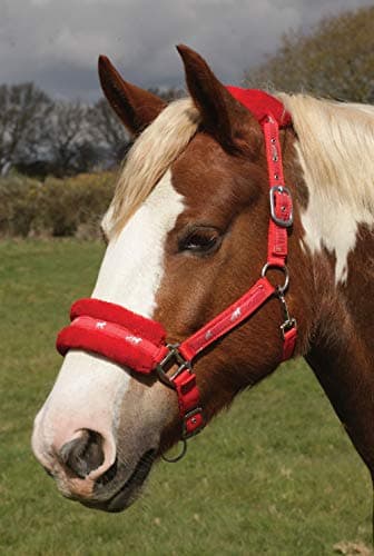 Image of Rhinegold Logo Headcollar fleece trim - Cob - Red