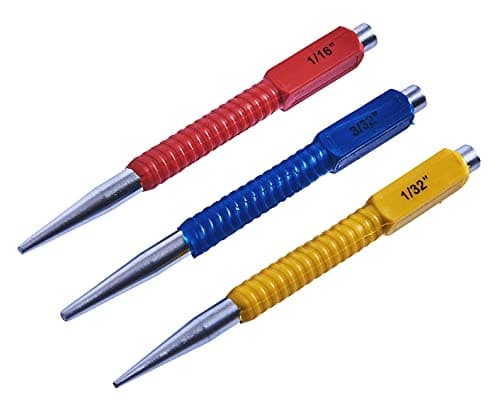 Image of Amtech H0815 3 Piece Colour Coded Nail Punch Set