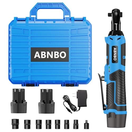 Image of ABNBO 3/8" Cordless Electric Ratchet Wrench 12V Electric Ratchet Kit,40 Ft-lbs 400 RPM Cordless Ratchet Wrench Variable Speed Trigger with 2 * 2.0Ah Battery