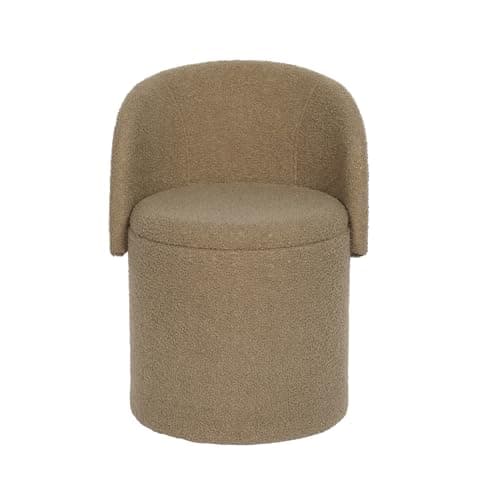 Image of GC GAVENO CAVAILIA Boucle Round Stool Ottoman Storage Box | Vanity Stool With Storage Hidden Removable Lid, Ottoman Folding Stool Foot Rest Bench Seat Chair For Living Room, Bedroom, Dark Natural