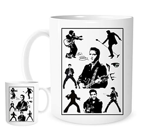 Image of 11OZ Elvis Presley Logo Mug, Lovely Ceramic Gift Mug Featuring Emblem Music Rock and Roll The King Gift