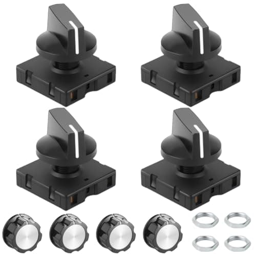 Image of Xiatiaosann 4 Pcs Rotary Switch 13A-125V/10A-250V 4-Position 3-Speed Universal Selector Latching Switches for Electrical Projects, Heater, with Knob Cap