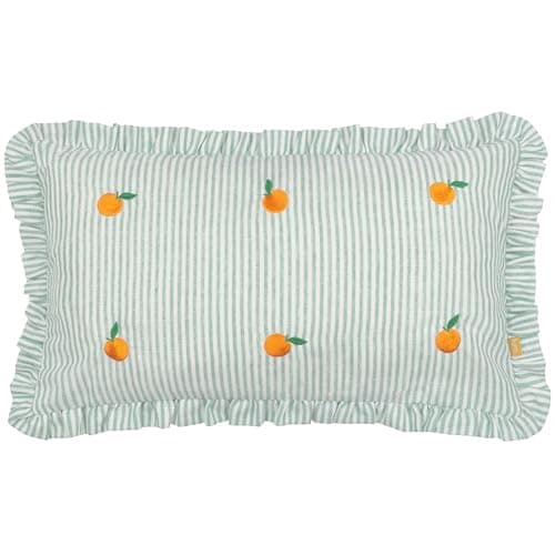 Image of furn. Les Fruites Embroidered Ruffle Cushion Cover - Oranges - 30x50cm