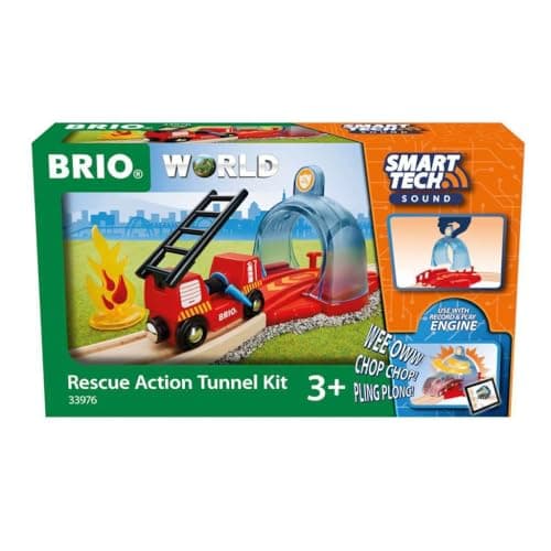 Image of BRIO World Smart Tech Sound Rescue Action Tunnel Kit for Kids Age 3 Years Up - Wooden Railway Sets, Accessories and Add Ons