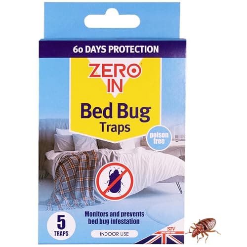 Image of Zero In Bed Bug Trap - 5-Pack, Ready-To-Use, Poison-Free Treatment, Bed Bug Detector, Monitors Infestation