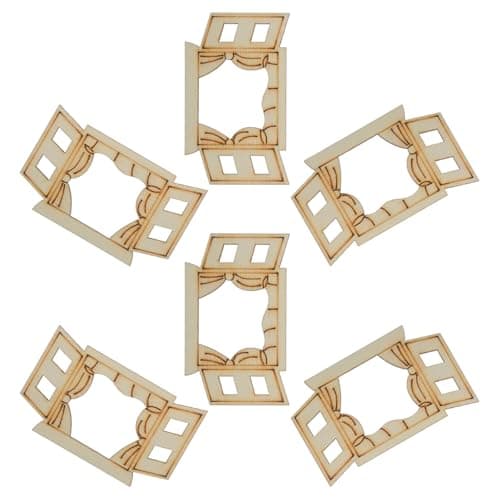 Image of SHINEOFI Unfinished Material Painting for Wood Mini 6pcs Wooden Craft, Smooth Khaki and Model Train Scenery Decoration