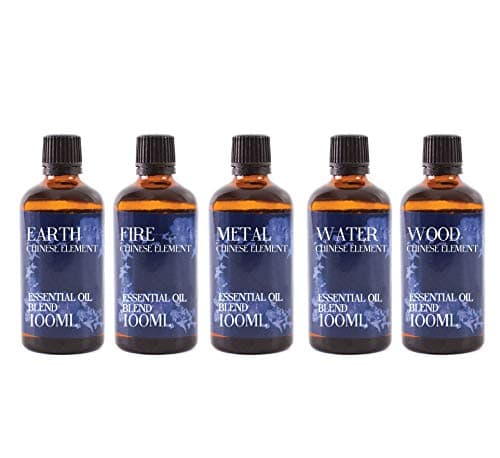 Image of Mystic Moments | Chinese Elements Essential Oil Blend Gift Pack | 5 x 100ml Aromatherapy Blends | Wood, Fire, Earth, Metal & Water | Balance & Home Ambience