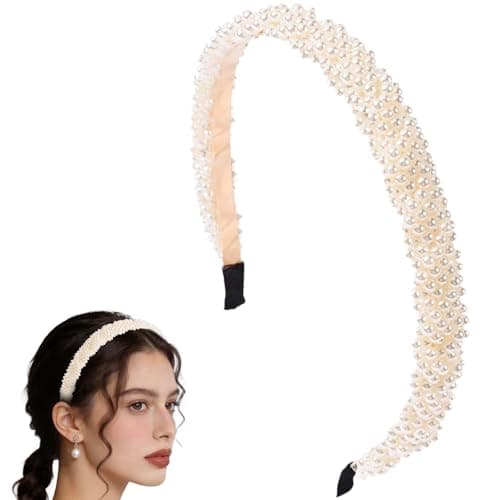 Image of Pearl Hairbands Ladies Rhinestone Hairbands Bridal Elegant Hair Hoop Wedding Hair Styling Accessories for Women Girls 2405