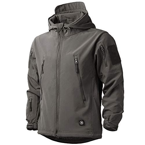 Image of MakingDa Mens Waterproof Jackets Winter Smart Casual Hooded Coat Softshell Fleece Lined Multi Zipper Pockets Hunting Sweatshirt Fishing Skiing Camping Traveling Climbing Cardigan（Grey，XL）