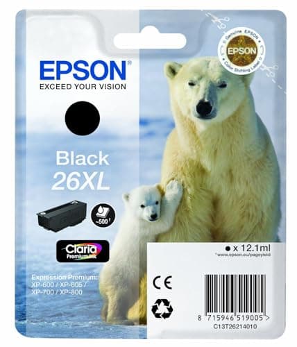 Image of Epson 26XL Inkjet Cartridge Polar Bear Capacity 12.2ml Black Ref C13T26214010 102141