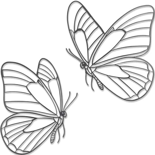 Image of Lylence Metal Butterfly Wall Decor Black 2 Pieces Hanging Wrought Iron Butterflies Decorations Art for Bedroom, Bathroom, Home Living Room and Kitchen, Decorative Walls Arts Accent Decoration