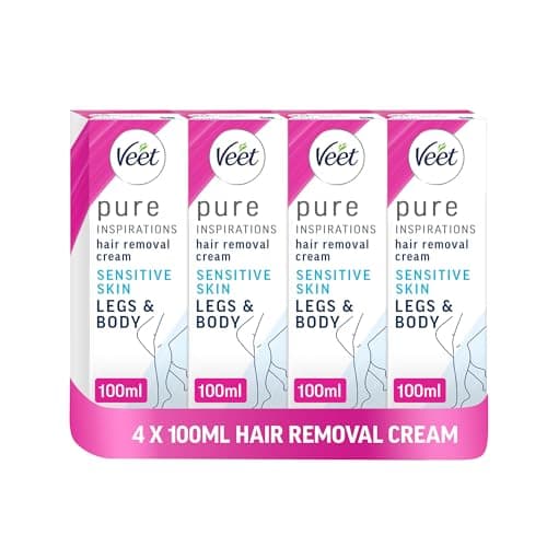 Image of 4 x 100ml Veet Hair Removal Cream for Legs & Body (Sensitive Skin)