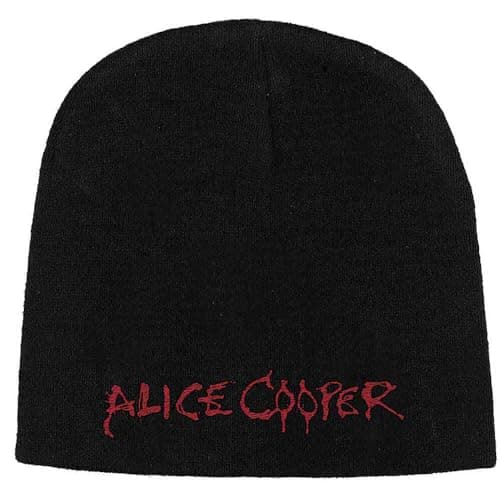 Image of ALICE COOPER Logo Embroidered Beanie Hat One Size Black
