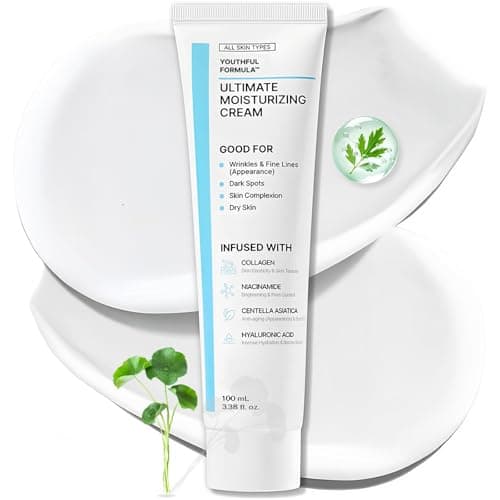 Image of Youthful Formula Ultimate Moisturizing Cream – Centella Soothing Face Cream for Dry Skin. Deeply Hydrating & Repairing Barrier Cream to Reduce Wrinkles, Fine Lines, Dark Spots