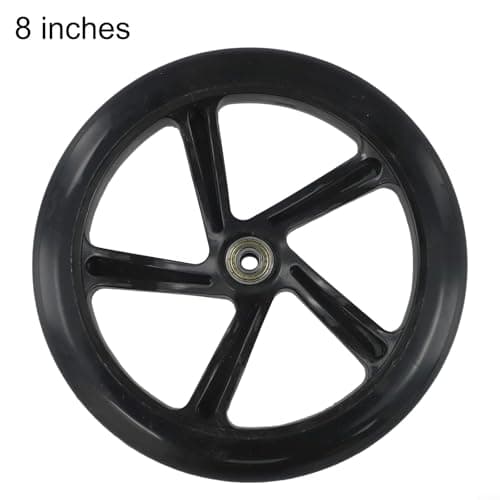 Image of NINMORTH 200mm PU Scooter Wheel 8 Inch with Bearings, Smooth Ride Polyurethane Tyre for Kick Scooters Luggage Trolleys Mobility Carts Black(5 Spokes Wheel)