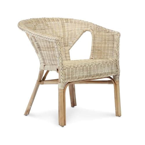Image of Desser Indoor Small Adults Wicker Loom Chair in Natural – Fully Assembled Natural Cane – Dimensions: H71cm x W57cm x D54cm, Floor to Seat 44cm