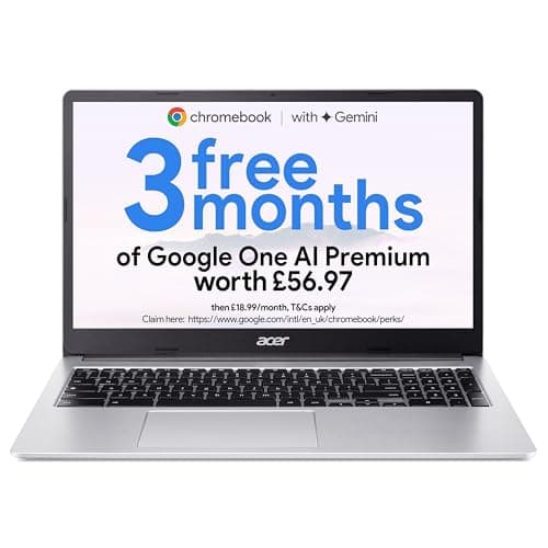 Image of Acer Chromebook 315 CB315-4H Laptop - Intel Celeron N4500, 8GB, 128GB eMMC, Integrated Graphics, 15.6" Full HD, Chrome OS, Silver