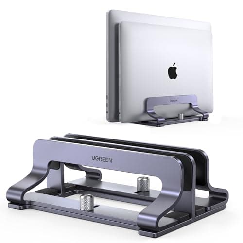 Image of UGREEN Vertical Laptop Stand for Desk Laptop Stand Holder Adjustable Dock Aluminum Desktop Stand Compatible with MacBook Air Pro, Microsoft Surface Laptop 4, LG Gram 17 (2 Slots)