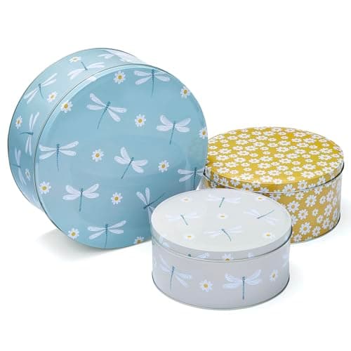 Image of Cooksmart England Set of 3 Cake Storage Tins | British Designed Nesting Cake Tins for Cakes & Biscuits | Cake Tin/Biscuit Tin Available as Square Cake Storage Tin or as Round Cake Storage Tin