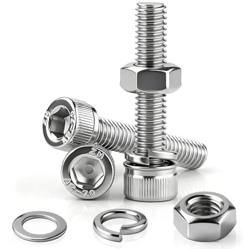 Image of NZNSML 60 Pcs M2 x 10 mm Allen Hex Socket Cap Head Bolts 304 Stainless Steel Nuts and Bolts Hexagon Socket Head Cap Screws with Nuts and Washers Fully Threaded for Machine Repair