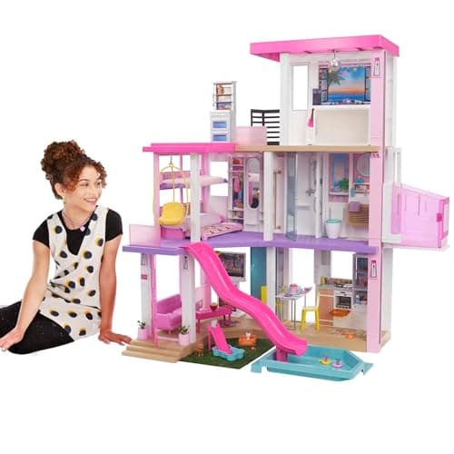 Image of Barbie DreamHouse Dollhouse with 75+ Accessories and Wheelchair Accessible Elevator, 10 Play Areas, 3 Custom Light Settings & Music, GRG93