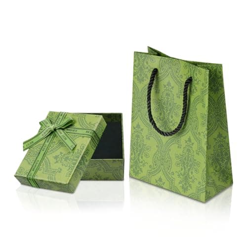 Image of Aucuu Small Gift Box and Gift Bag, 9x7x3cm Jewellery Gift Box and Paper Gift Bag, Bow-knot Gift Boxes with Lid for Jewellery Rings Earrings Necklace Bracelet, for Gifts Weddings Birthdays Christmas