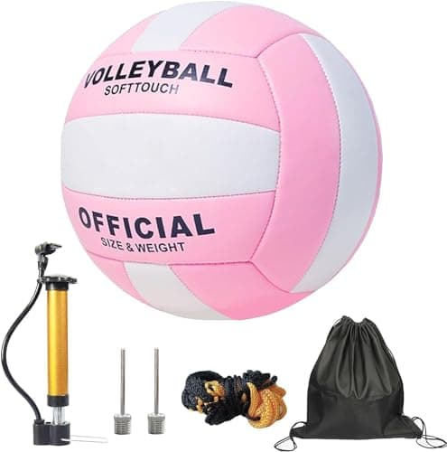 Image of PureBliss Volleyball,Official Size 5 Volleyballs for Indoor Outdoor,Soft Touch Volleyballs for Beach Play Pool Training Game with Ball Pump-Pink