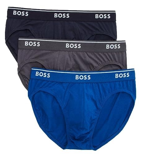 Image of Hugo Boss Men's 3-Pack Briefs US Co 10145963 01, True Blue/Sky Captain/Forged Iron, M UK