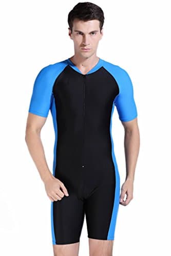 Image of Cokar Men Sun Protection Sunsuit Short Sleeves Black Blue Black-Man Small