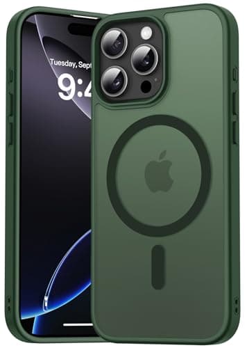 Image of Natiiozie Magnetic Case Compatible with iPhone 16 Pro [Compatible with MagSafe] Military Grade Shockproof Phone Case Anti-Scratch Slim Translucent Matte Case for iPhone 16 Pro - Dark Green