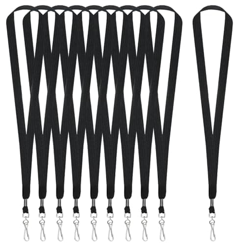 Image of RUGLAMZHIP 10 Pcs Black Lanyard for Neck, Mobile Phone Lanyards for Neck, Quick Release Adjustable Key Lanyards for Keys Cell Mobile Phones