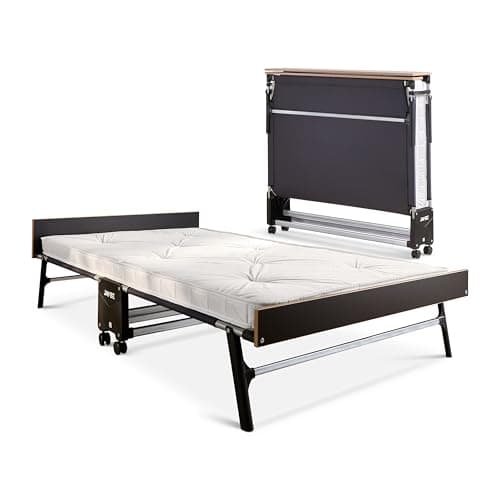 Image of JAY-BE GP120 Grand Folding Bed with Mattress, 10cm Thick e-Pocket Sprung Mattress, 360° Castors, Headboard & Footboard, Portable Foldable Guest Bed (Grand Folding Bed, Small Double)