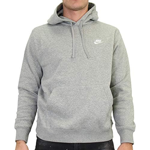 Image of NIKE Men's M Nsw Club Hoodie Po Bb Sweatshirt, Dk Grey Heather/Matte Silver/(White), S UK