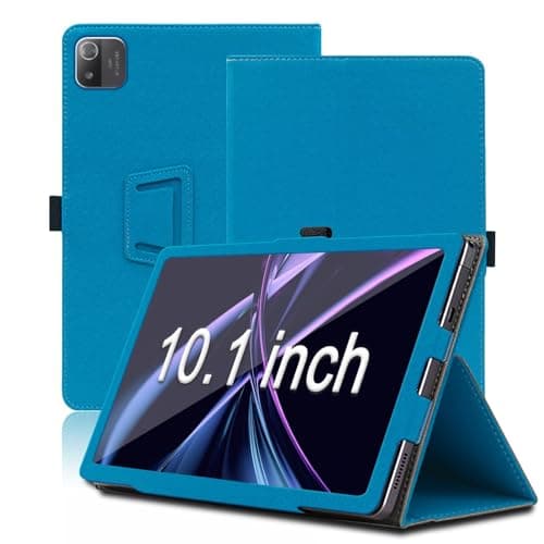 Image of Tablet Case Compatible with 10.1 Inch Acer Iconia Tab A10(A10-21-A0T7), Premium PU Leather Folding Stand Tablet Protection Bundle with Pen Loop and Wrist Strap, Full Protection(Light Blue)