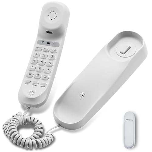 Image of Corded House Phones Landline, Wall Mountable Landline Telephone Last Number Redial,Pause,Flash,Dial Pad on Base unit Desk Home Phone landline Phone with Large Buttons for The Home,Office,Hotel(White)