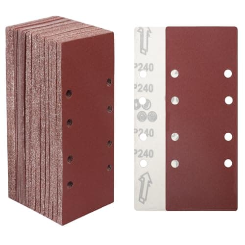 Image of STEBRUAM 30 Pieces Sanding Sheets 93 x 230mm,240 Grits Hook and Loop Sandpaper,Sanding Pads Assorted Fit Sander for Polishing Rust Removal