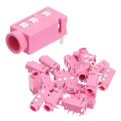 Image of sourcing map 20Pcs Stereo Jack Socket, 1/8" 3.5mm 4 Pin PJ-320A PCB Mount Female Socket Headphone Audio Connector for Microphone, Earphone, Media Player, MP3/MP4 Player, Pink