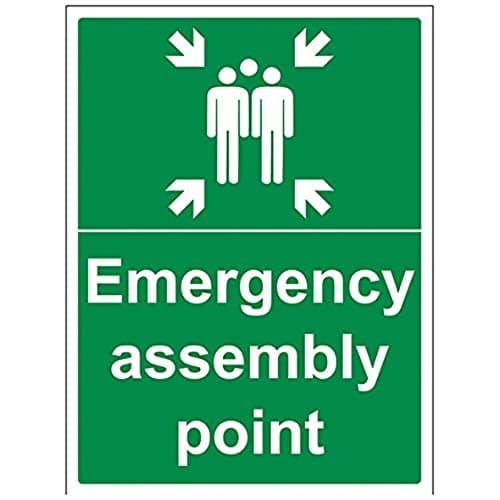 Image of V Safety Emergency Assembly Point Sign - 300mm x 400mm - Self Adhesive Vinyl