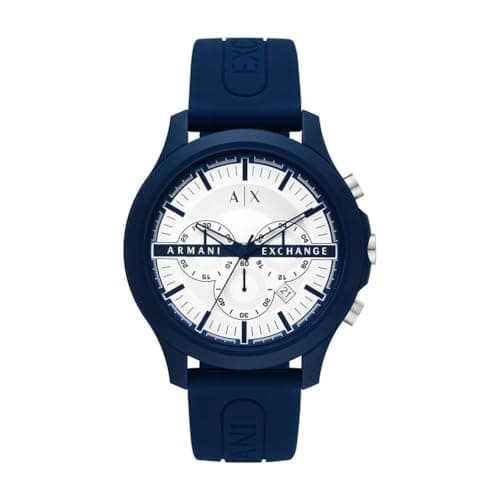 Image of Armani Exchange Watch for Men, Quartz Chronograph Movement and 46mm Case Size with Silicone or Leather Strap