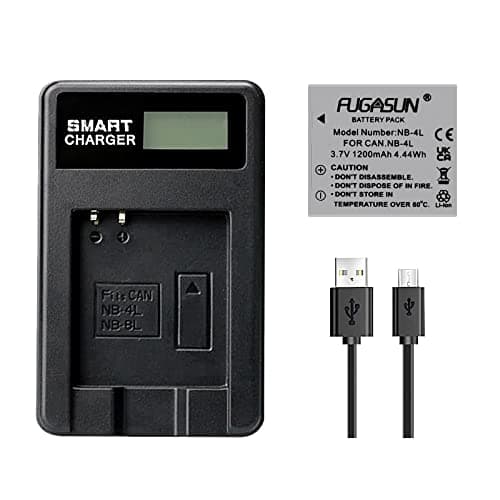 Image of FUGASUN 1 pcs 1200mAh NB-4L NB4L Battery With LCD Single Charger for Canon IXUS 50 55 60 65 80 75 100 I20 110 115 120 130 IS 117 220 225