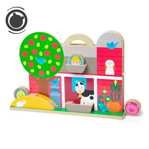 Image of Melissa & Doug GO Tots Wooden Barnyard Tumble | Farm Toys for Kids, Set with Animal & Farmer Figures | Age 1+ - FSC Certified