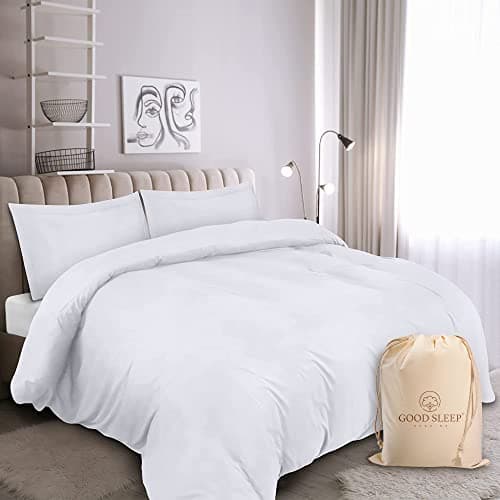 Image of King Size Duvet Cover Set, 1000 TC 3 Pc Quilt Cover Set, White Bedding Set, 100% Egyptian Cotton Duvet Covers, (1 Duvet Cover King Size, 2 Pillowcases), Luxury Egyptian Cotton Bedding.