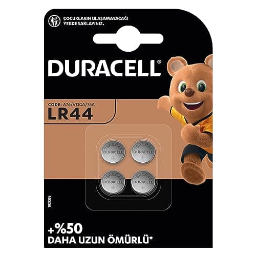 Image of Duracell Custom LR44 Alkaline Button Battery 1.5V (76A / A76 / V13GA), Pack of 4