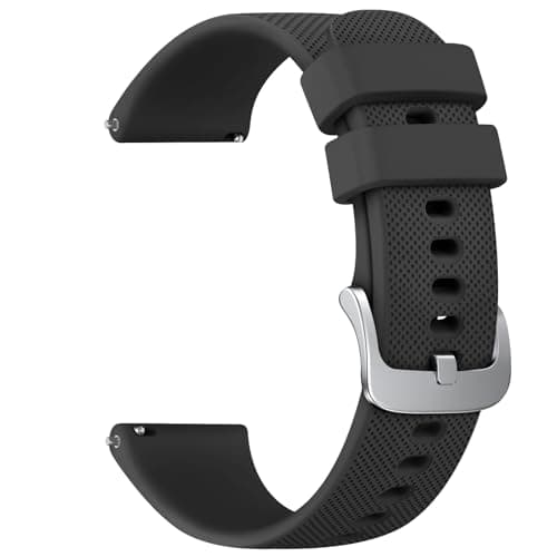 Image of Strap Compatible with Garmin Vivoactive 4S/Venu 3S/Venu 2S/Forerunner 265S/255S/255S Music/Vivomove 3S, 18mm Soft Silicone Replacement Watch Band Sport Wristband (Black)