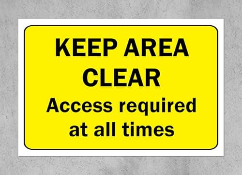 Image of Keep area clear access required at all times safety sign - Self adhesive sticker (300mm x 200mm)