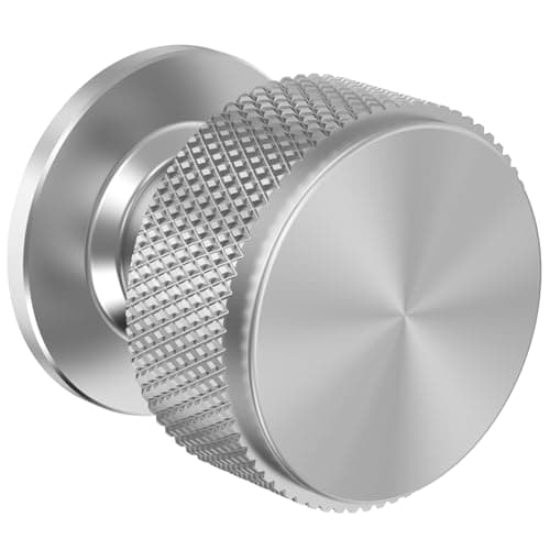 Image of FURNIWARE Pack of 10 Knurled Cabinet Knobs, Brushed Nickel Cabinet Knobs, Solid Cupboard Handles, 2 Sizes Screws, Silver Round Single Hole for Kitchen, Dresser, Wardrobe, Chest of Drawers, Furniture