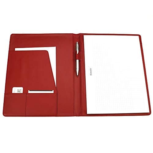 Image of Alassio Balacco 30183 A4 Writing Case Polyester Conference Folder in Red Approx. 31.5 x 25 x 2 cm, with A4 Writing pad, Business Card Compartment and Pen Loop