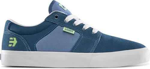 Image of Etnies Barge LS – Classic Skate Look, Slim Vulcanized Silhoutte, Hefty Armored Collar, Reinforced Vulc - Green/Blue - 12