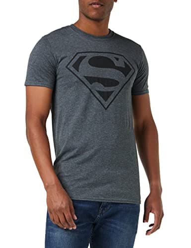 Image of DC Comics Men's Mono Superman T Shirt, Grey (Dark Heather), S UK