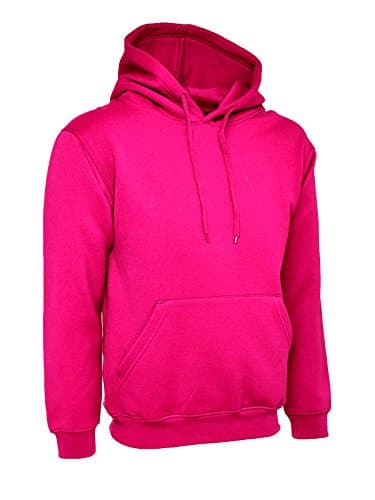 Image of Ladies Loose Fit Hoodie Size UK 10 to 28 Plus Unisex Plain Hooded Sweatshirt (UK 22-24, Hot Pink)